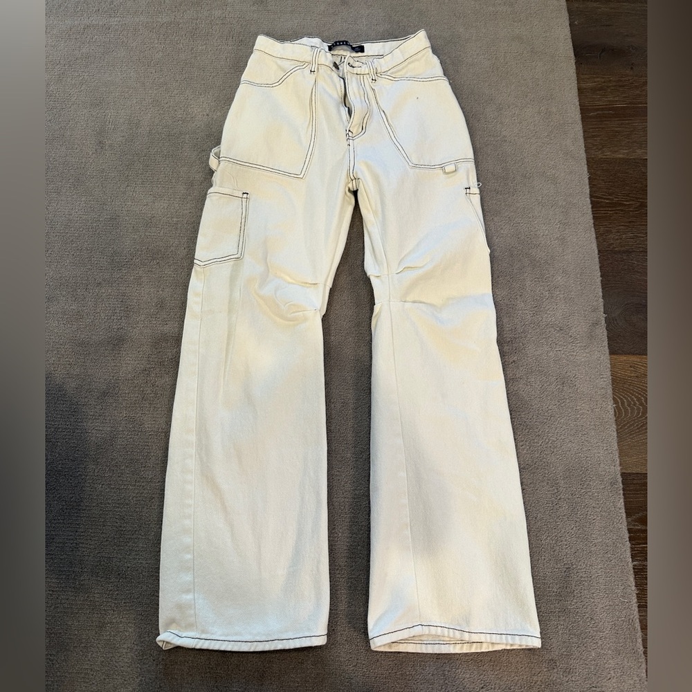 Princess Polly Cream Cargo Pants